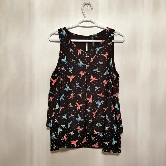 Flowy Hummingbird Print Tank Top - Picture 1 of 6